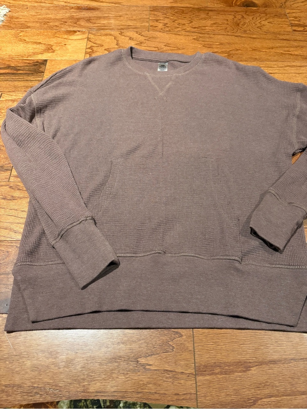 Mono B Women’s Crewneck Waffle Knit Sweater - Mauve Brown S/M Farmcore